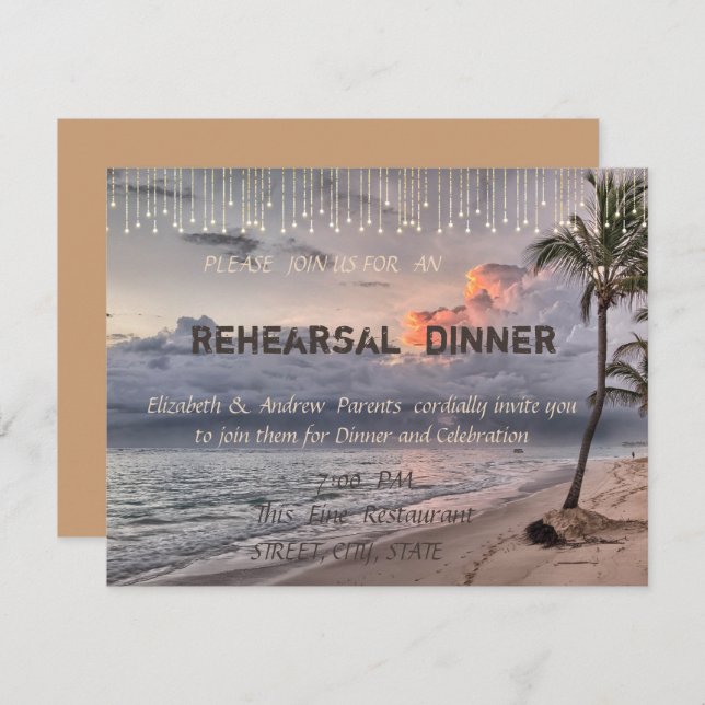 Beach Wedding   Rehearsal Dinner Invitation (Front/Back)