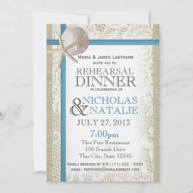 Beach Wedding Rehearsal Dinner Invitation Zazzle