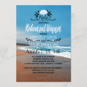 Beach Wedding Rehearsal Dinner Invitation