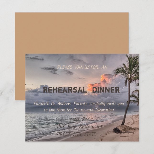 Beach Wedding   Rehearsal Dinner Invitation (Front/Back)