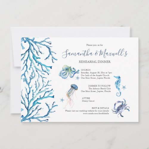 Beach Wedding Rehearsal Dinner Invitations