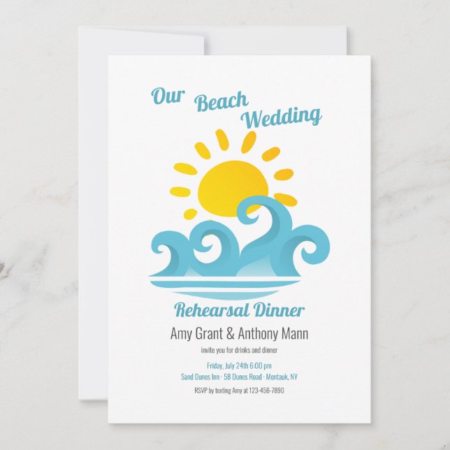 Beach Wedding Rehearsal Dinner Party Invitation (Front)