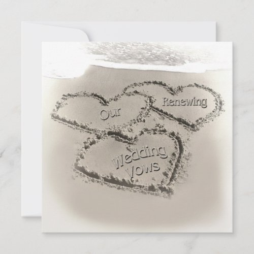 Beach Wedding Renewal - Sand Hearts-Beach Invitations