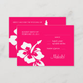 Beach Wedding Response Cards Hibiscus Pink (Front/Back)