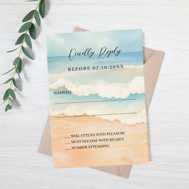 Beach wedding response RSVP Note Card (Creator Uploaded)