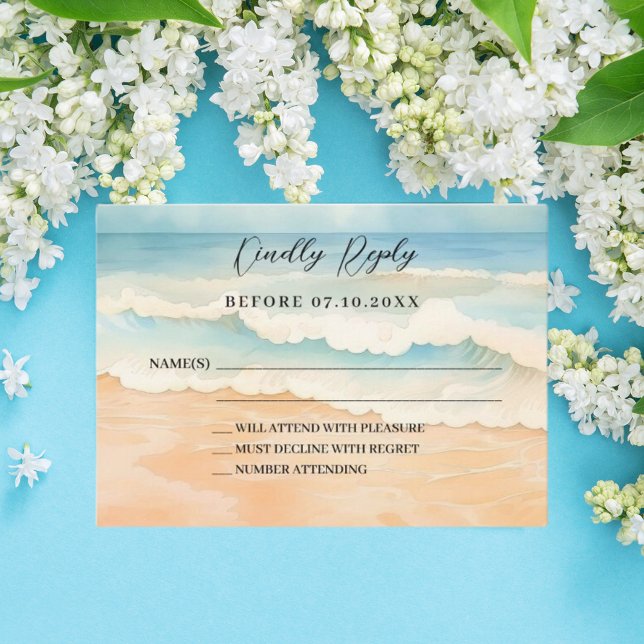 Beach wedding response RSVP Note Card (Creator Uploaded)