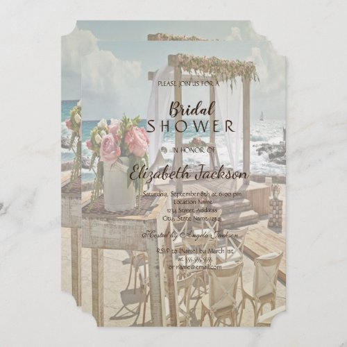 Beach Wedding Retro Arch Bridal Shower   Invitation