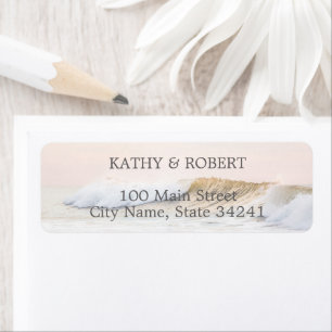 BEACH WEDDING RETURN ADDRESS LABELS OCEAN SUNSET