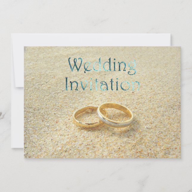 Beach Wedding Rings Wedding Invitation (Front)