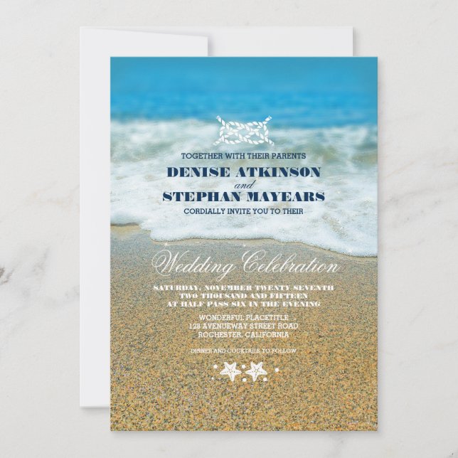 Beach Wedding Rope Knot Invitations (Front)