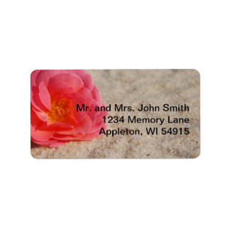 Beach Wedding Rose on Sand Label