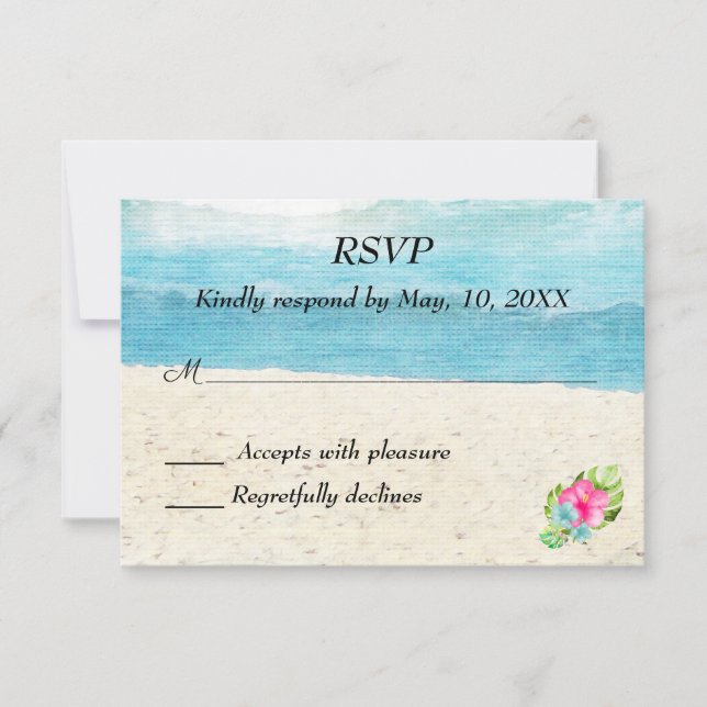 Beach Wedding RSVP Card (Front)