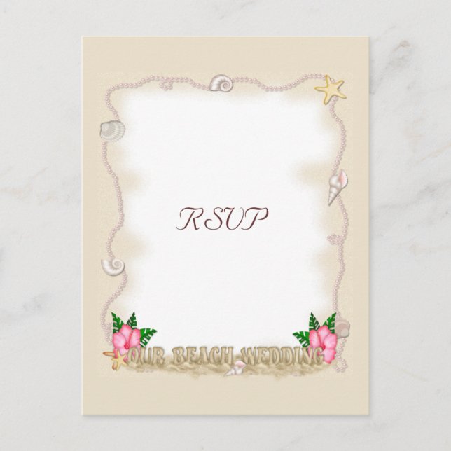 Beach Wedding RSVP Invitation Postcard (Front)