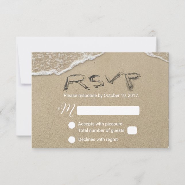 Beach Wedding RSVP Sand Text Response (Front)