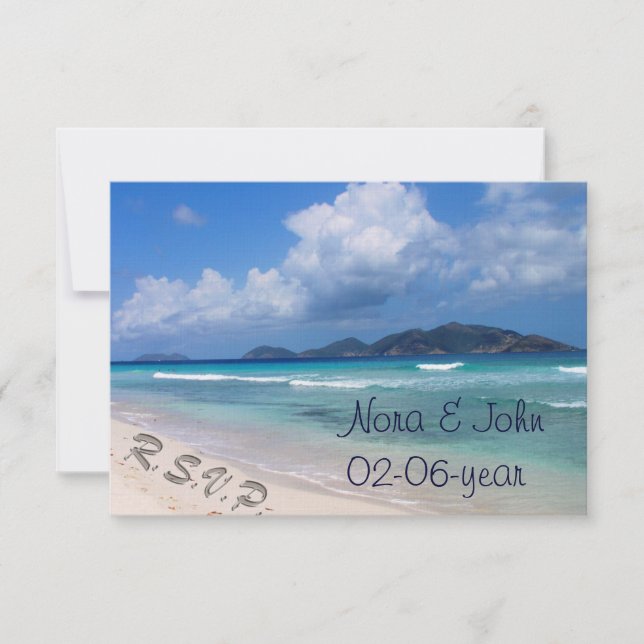 beach wedding RSVP standard 3.5 x 5 (Front)