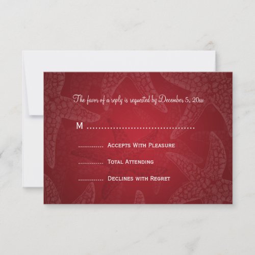 Beach Wedding  RSVP Starfish Red