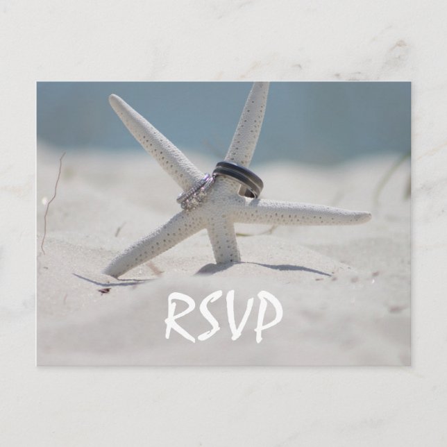 Beach Wedding RSVP with photo Invitation Postcard (Front)