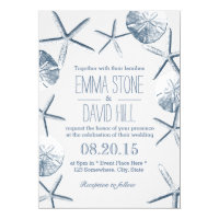 Beach Wedding Rustic Starfish & Sand Dollar Invitation
