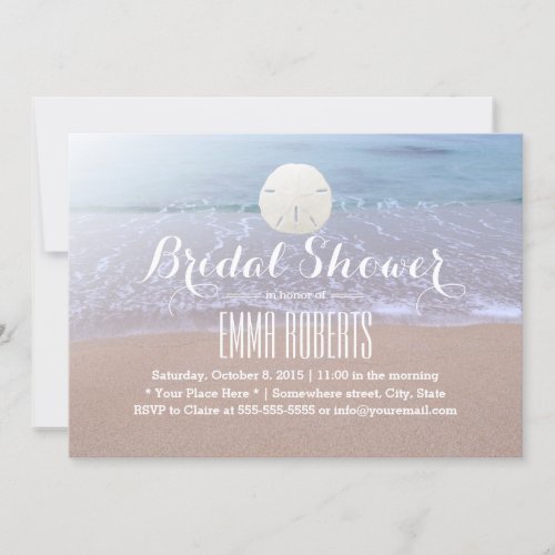 Beach Wedding Sand Dollar Bridal Shower Invitation