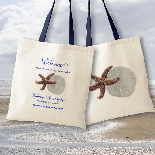 Beach Wedding Sand Dollar Starfish Welcome Tote Bag