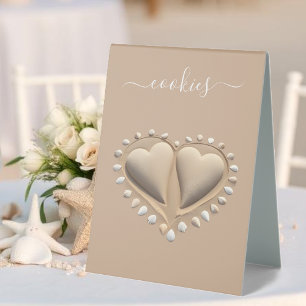 Beach Wedding Sand Hearts-Cookies Table Tent