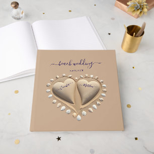 Beach Wedding Sand Hearts Guest Book