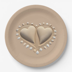 Beach Wedding Sand Hearts- Paper Plates