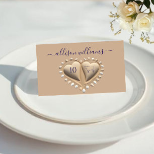 Beach Wedding Sand Hearts-Place Cards-Meal Icons Table Number
