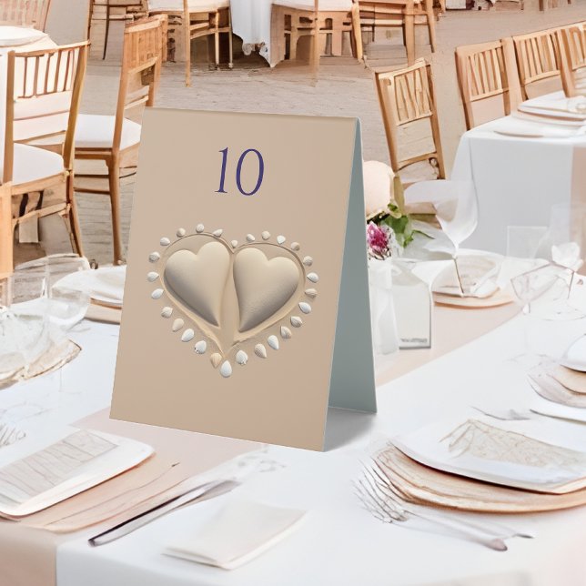 Beach Wedding Sand Hearts- Table Tent (Beach Wedding Sand Hearts- Table Tent Sign)