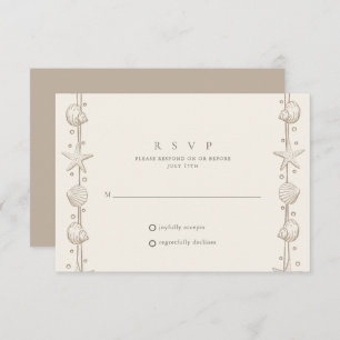 Beach Wedding Sand Seashell RSVP Card