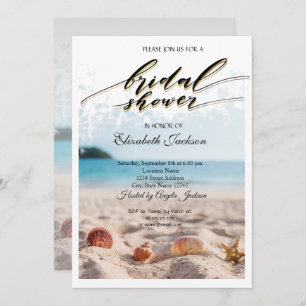 Beach Wedding,Sand, Seashells Bridal Shower Invitation