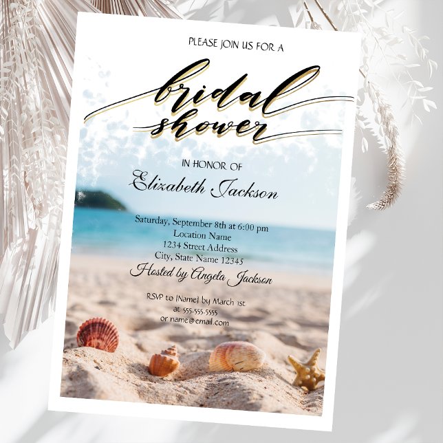 Beach Wedding,Sand, Seashells Bridal Shower Invitation (Creator Uploaded)