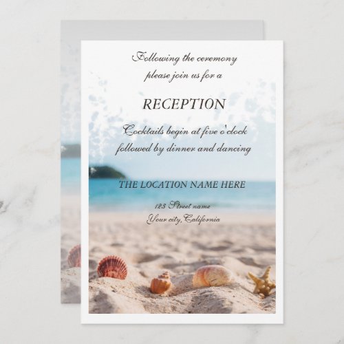 Beach WeddingSandSeashells  Reception Invitation