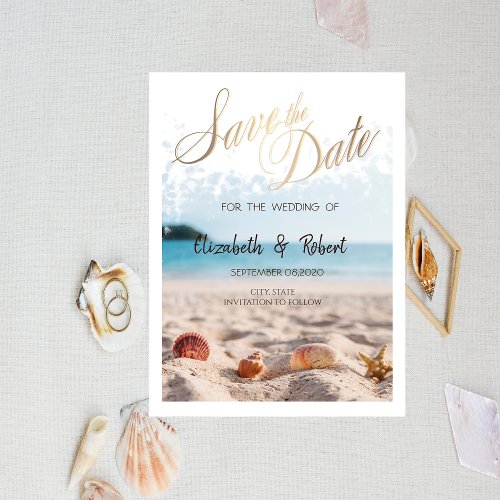 Beach WeddingSandSeashells Save The Date