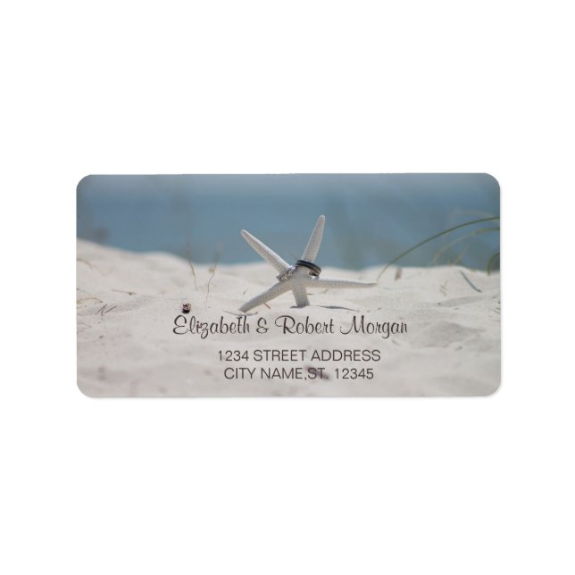 Beach Wedding,Sand,Seastar,Rings   Wedding Label (Front)