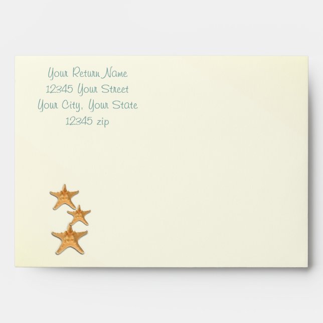 Beach Wedding Sandy Shore Envelope (Front)