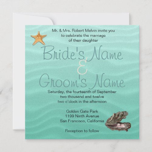 Beach Wedding Sandy Shore Custom Invitation
