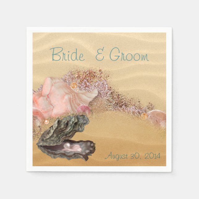 Beach Wedding Sandy Shore Paper Napkins (Front)
