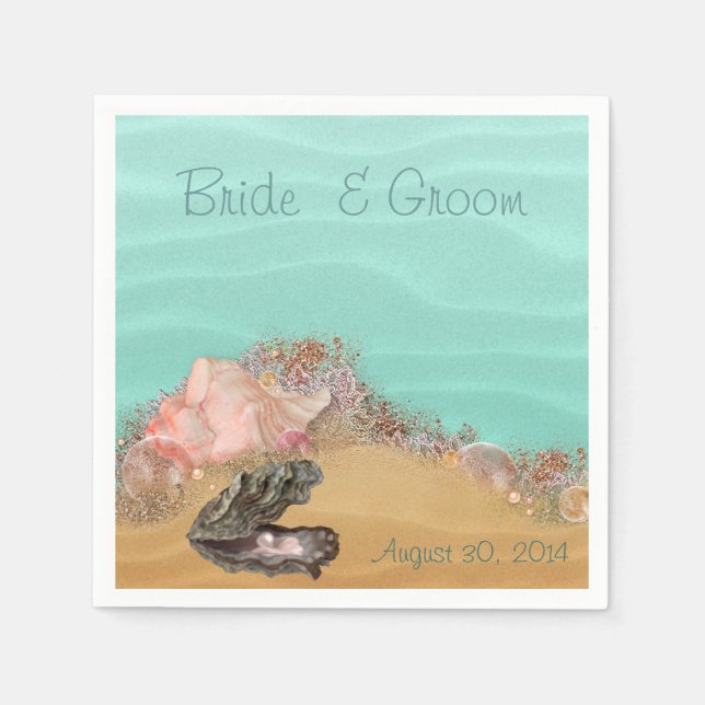 Beach Wedding Sandy Shore Paper Napkins (Front)