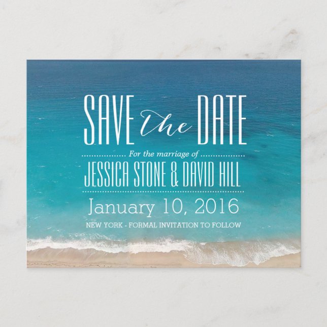 Beach Wedding Save the Date Announcement Postcard (Front)