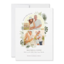 Beach Wedding Save The Date Card with Palm Leaves