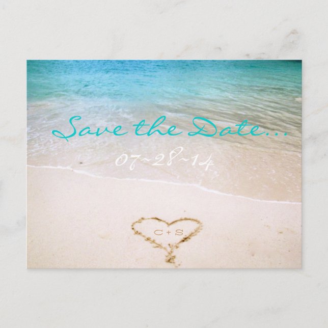 Beach Wedding Save the Date Invitation Postcard (Front)
