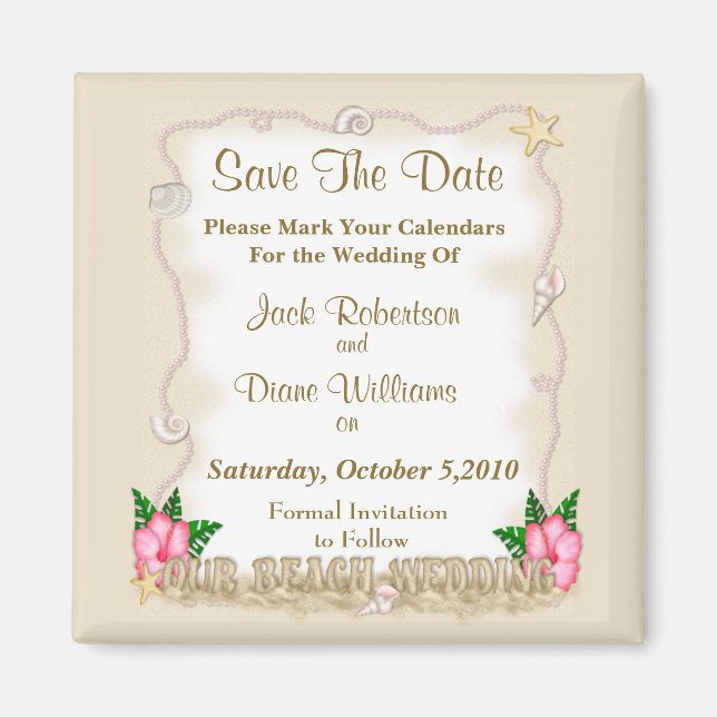 Beach Wedding Save the Date Magnet (Front)