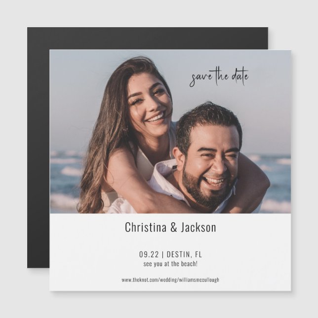 Beach Wedding Save the Date Modern Magnetic Invitation (Front/Back)