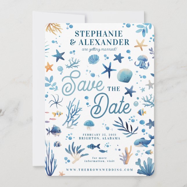 Beach Wedding Save The Date Ocean Theme Invitation (Front)