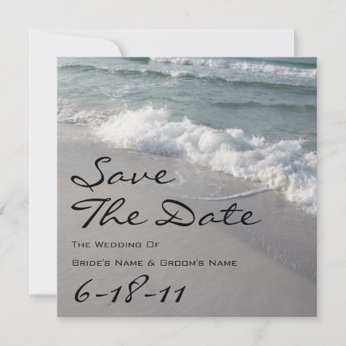 Beach Wedding Save The Date - Ocean Waves &amp; Sand