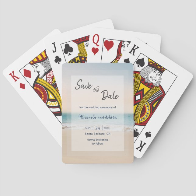 Beach Wedding Save the Date  Poker Cards (Back)