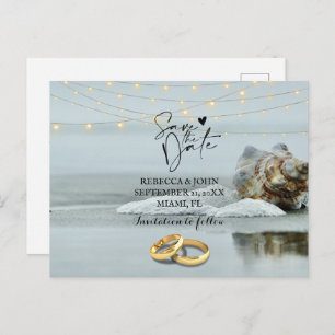 Beach wedding save the date postcard
