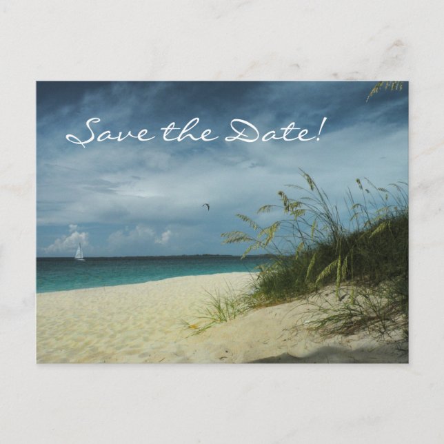 Beach Wedding Save-the-Date Postcard (Front)