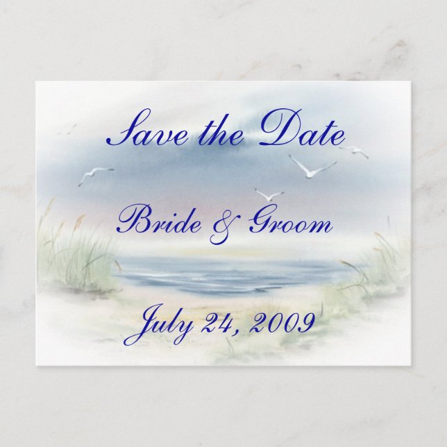 Beach Wedding Save the Date Postcard (Front)